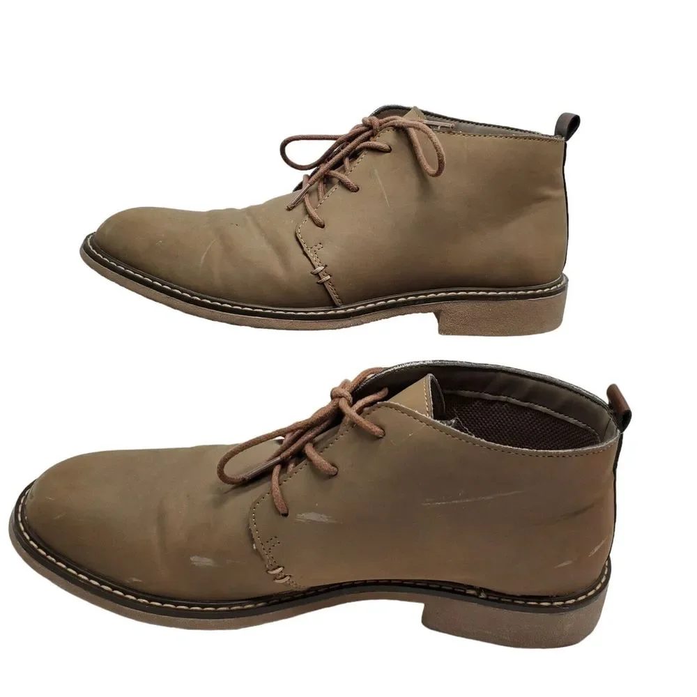 Goodfellow Mens Beige Shoes Size 9.5 Lace-Up Mid Ankle Boot‎ Chukka Style